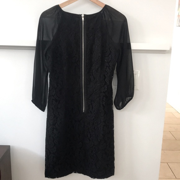 Adrianna Papell Black Lace Dress with Sheer Sleeves - Picture 5 of 6